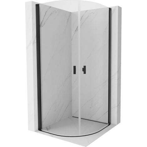 Mexen Mist cabine de douche semi-circulaire battante 70 x 70 cm, transparente, noire - 8A31-070-070-70-00 (1/5)