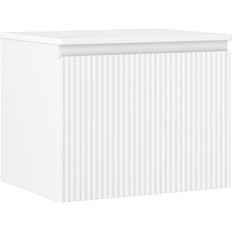 Mexen Rivel meuble de salle de bains sous lavabo 60 cm avec plateau, 1 tiroir, rainuré, blanc mat - 91A20-06047-1-BFC01 (1/5)