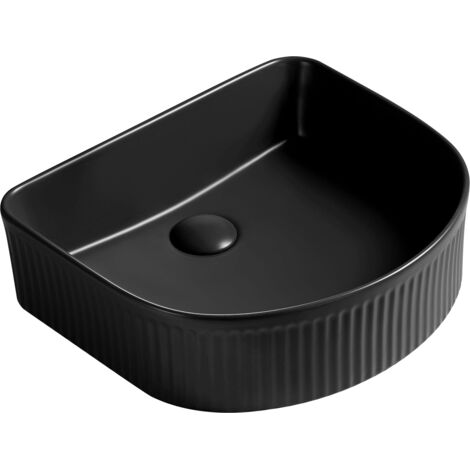 Mexen Grovo lavabo à poser cannelé 40 x 35 cm, noir mat - 22304085 (1/2)
