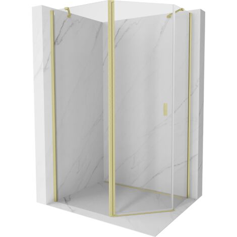 Mexen Mist cabine de douche pentagonale asymétrique pivotante 100 x 90 cm, transparent, or brossé - 8A8-100-090-55-00 (1/5)