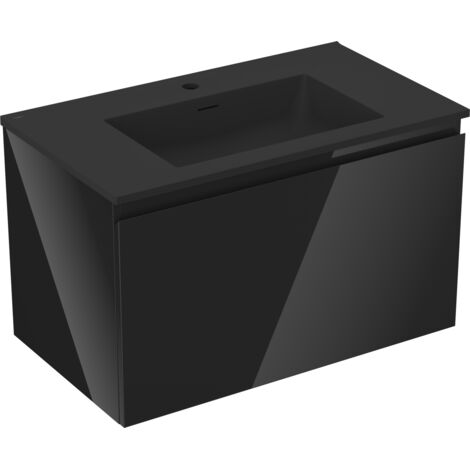 Mexen Orio meuble de salle de bain 80 cm avec lavabo Otis, 1 tiroir, noir brillant/noir mat - 91A10-08047-1-BF70-W18M71 (1/5)