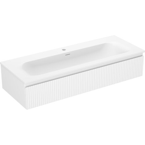 Mexen Rivel meuble de salle de bain 120 cm avec lavabo Vela, 1 tiroir, rainuré, blanc mat - 91A20-12023-1-BF01-W23M01 (1/5)
