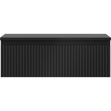 Meuble Salle De Bain Noir Mat 80 Cm Avec Lavabo Céramique Marbré - 2 Tiroirs Fermeture Amortie - Dimensions 80.6x74.2x46.5 Cm