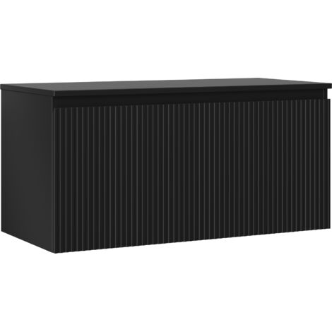 Mexen Rivel meuble de salle de bain sous-lavabo 100 cm avec plateau, 1 tiroir, rainuré, noir mat - 91A20-10047-1-BFC71 (1/5)