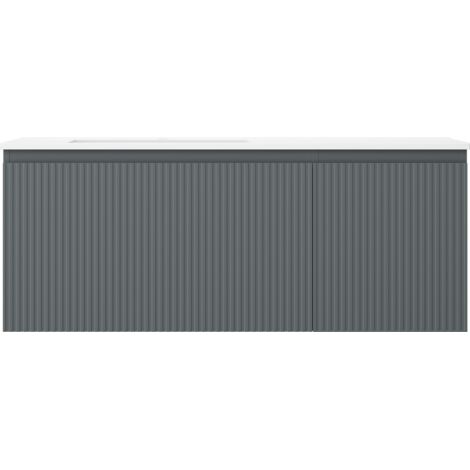 Mexen Rivel armoire de salle de bain 120 cm avec lavabo Otis à gauche, 1S, 1D, rainurée, graphite mat/blanc mat - 91A23-12047-3 (1/5)