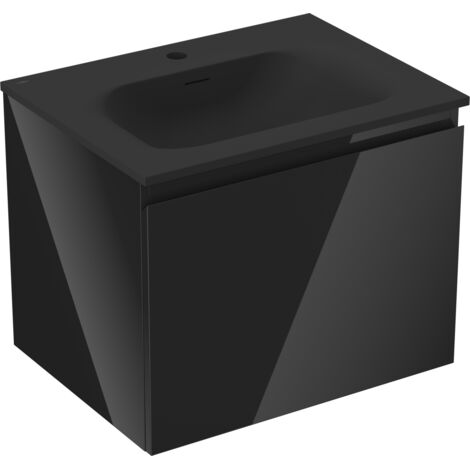 Mexen Orio meuble de salle de bain 60 cm avec lavabo Vela, 1 tiroir, noir brillant/noir mat - 91A10-06047-1-BF70-W23M71 (1/5)