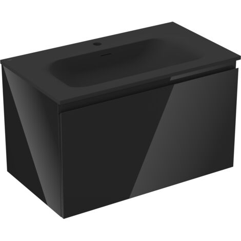 Mexen Orio armoire de salle de bain 80 cm avec lavabo Vela, 1 tiroir, noir brillant/noir mat - 91A10-08047-1-BF70-W23M71 (1/5)