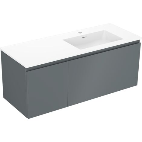 Mexen Orio meuble de salle de bains 120 cm avec lavabo Otis droit, 1S, 1D, graphite mat/blanc mat - 91A13-12047-3-BBFF66-W18P01 (1/5)