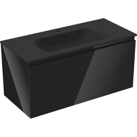 Mexen Orio meuble de salle de bains 100 cm avec lavabo Vela, 1 tiroir, noir brillant/noir mat - 91A10-10047-1-BF70-W23M71 (1/5)