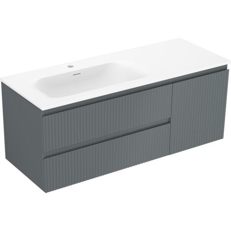 Mexen Rivel meuble de salle de bain 120 cm avec lavabo Vela gauche, 2S, 1D, rainuré, graphite/blanc mat - 91A23-12047-3-BBFFF66 (1/5)