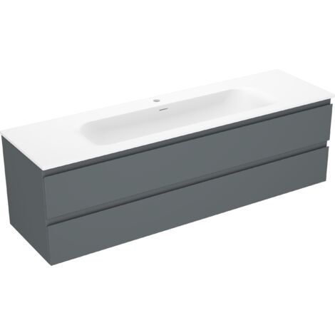 Mexen Orio meuble de salle de bains 160 cm avec lavabo Vela, 2 tiroirs, graphite mat / blanc mat - 91A10-16047-2-BFF66-W23M01 (1/5)