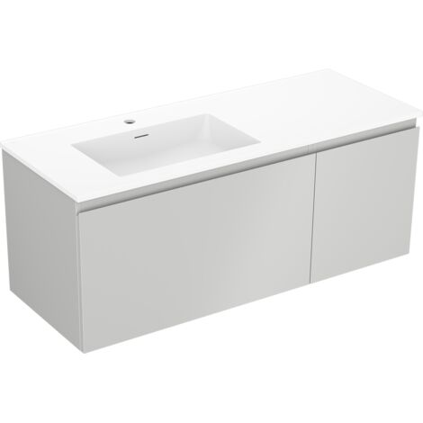 Mexen Orio meuble de salle de bain 120 cm avec lavabo Otis à gauche, 1S, 1D, gris mat/blanc mat - 91A13-12047-3-BBFF62-W18L01 (1/5)