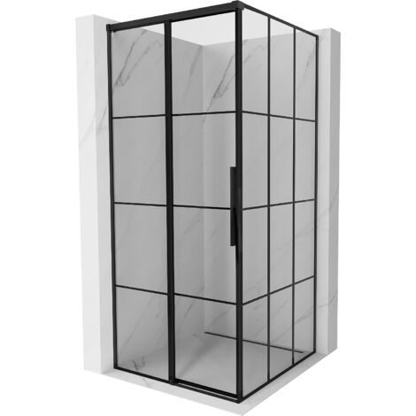 Mexen Rox cabine de douche coulissante gauche 120 x 120 cm, grille noire, noir - 8C2-120-120-70-77-L (1/3)