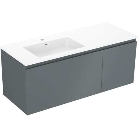 Mexen Orio meuble de salle de bain 120 cm avec lavabo Otis gauche, 1T, 1P, graphite mat/blanc mat - 91A13-12047-3-BBFF66-W18L01 (1/5)
