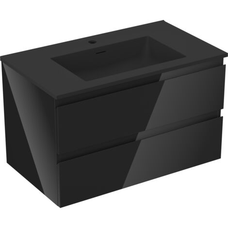 Mexen Orio armoire de salle de bain 80 cm avec lavabo Otis, 2 tiroirs, noir brillant/noir mat - 91A10-08047-2-BFF70-W18M71 (1/5)