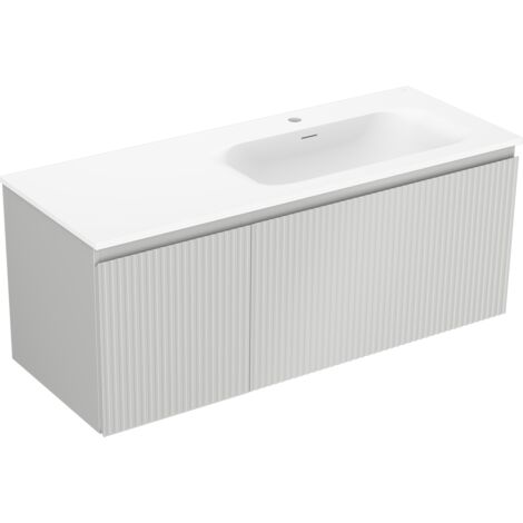 Mexen Rivel meuble de salle de bain 120 cm avec lavabo Vela à droite, 1S, 1D, rainuré, gris mat/blanc mat - 91A23-12047-3-BBFF6 (1/5)