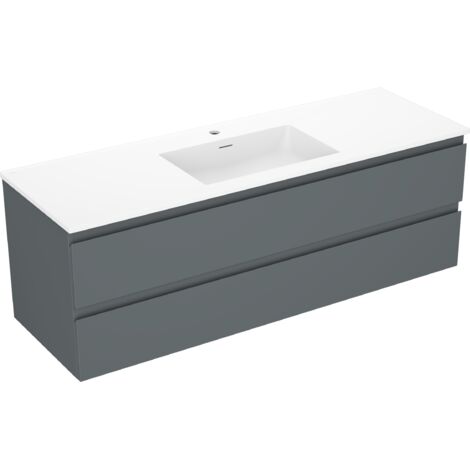 Mexen Orio meuble de salle de bain 140 cm avec lavabo Otis, 2 tiroirs, graphite mat/blanc mat - 91A10-14047-2-BFF66-W18M01