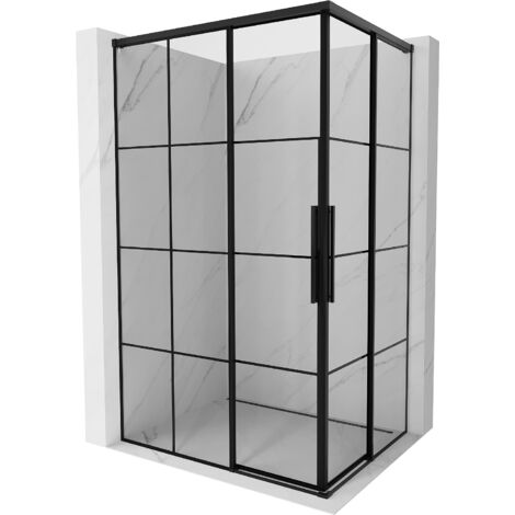 Mexen Rox Duo cabine de douche coulissante 90 x 85 cm, grille noire, noir - 8C2D-090-085-70-77 (1/3)