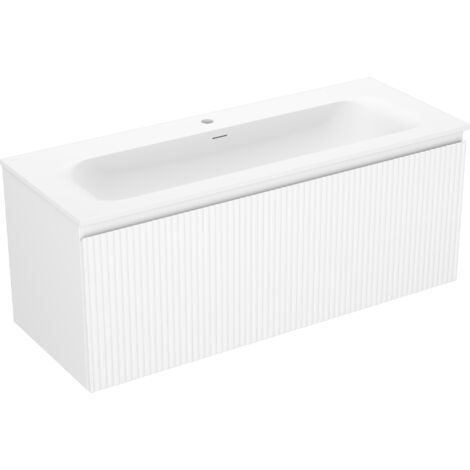 Mexen Rivel meuble de salle de bains 120 cm avec lavabo Vela, 1 tiroir, rainuré, blanc mat - 91A20-12047-1-BF01-W23M01 (1/5)