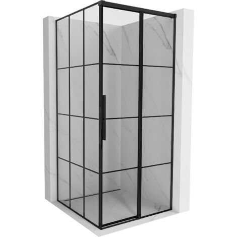 Mexen Rox cabine de douche coulissante droite 90 x 90 cm, grille noire, noir - 8C2-090-090-70-77-P (1/3)