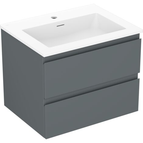 Mexen Orio meuble de salle de bain 60 cm avec lavabo Otis, 2 tiroirs, graphite mat / blanc mat - 91A10-06047-2-BFF66-W18M01 (1/5)
