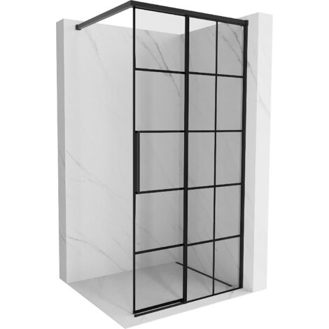 Mexen Rox paroi de douche Walk-in droite 115 x 200 cm, grille noire 8 mm, noir - 8C2-115-003-70-77-P (1/3)