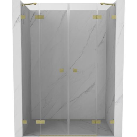 Mexen Lunar Duo porte de douche battantes 160 cm, transparent, doré brossé - 834D-160-000-55-00 (1/3)
