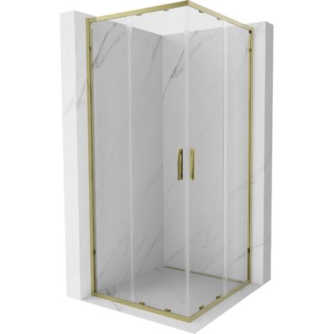 Mexen Exo cabine de douche carrée coulissante 85 x 85 cm, transparente, dorée - 8111-085-085-50-00 (1/3)