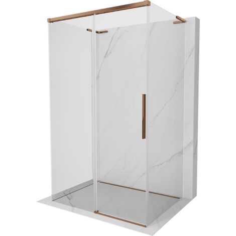 Mexen Rox-3S L cabine de douche 3 parois coulissante 145 x 110 cm, transparent, or rose - 8C2L-145-110-60-00-3S (1/3)