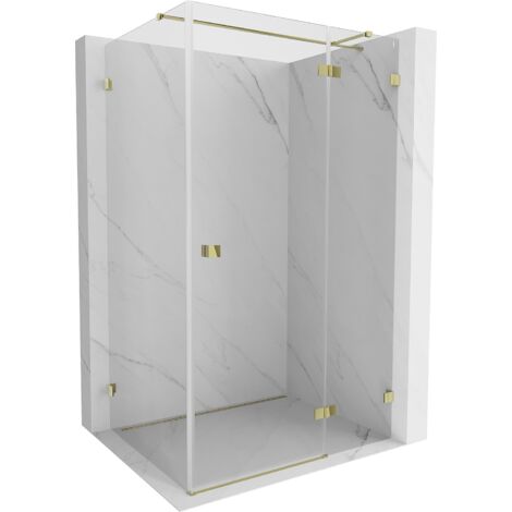 Mexen Lunar T cabine de douche pivotante droite 90 x 80 cm, transparente, dorée - 834T-090-080-50-00-P (1/3)