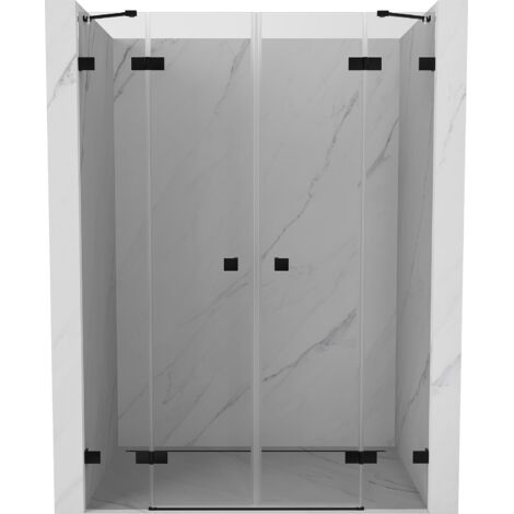 Mexen Lunar Duo porte de douche battante 160 cm, transparent, noir - 834D-160-000-70-00 (1/3)