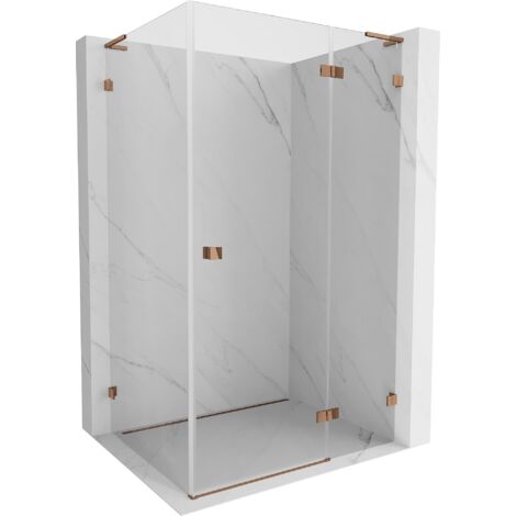 Mexen Lunar L cabine de douche pivotante droite 80 x 90 cm, transparent, or rose - 834L-080-090-60-00-P (1/3)