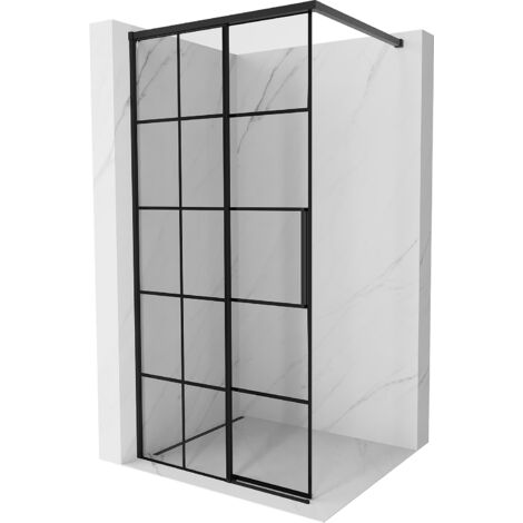 Mexen Rox paroi de douche Walk-in gauche 120 x 200 cm, grille noire 8 mm, noire - 8C2-120-003-70-77-L (1/3)
