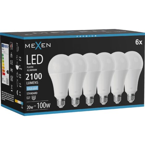 Mexen Nova 6x Ampoule LED E27, A70, 20W, Froid - 6500K, 2100 lm - L100-E27-2065-01x06