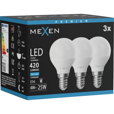 Mexen Nova 3x ampoule LED E14, G45, 4W, Froid - 6500K, 420 lm - L101-E14-0465-01x03 (1/3)
