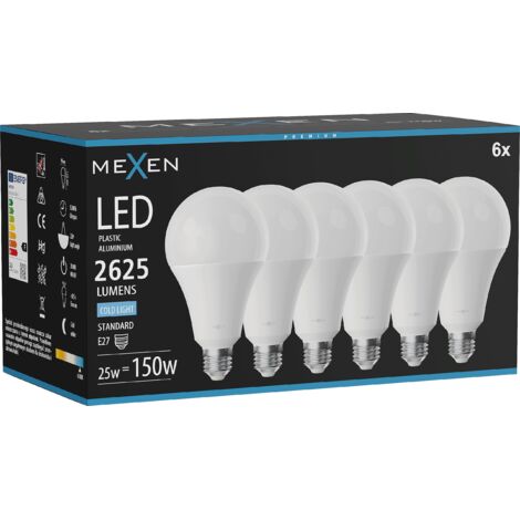 Mexen Nova 6x Ampoule LED E27, A95, 25W, Froid - 6500K, 2625 lm - L100-E27-2565-01x06