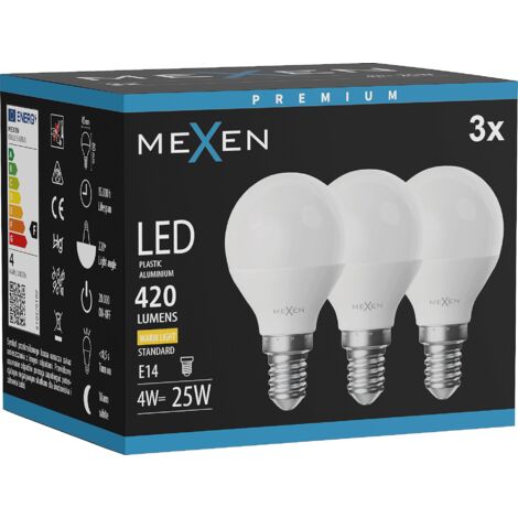 Mexen Nova 3x Ampoule LED E14, G45, 4W, Chaude - 3000K, 420 lm - L101-E14-0430-01x03 (1/3)