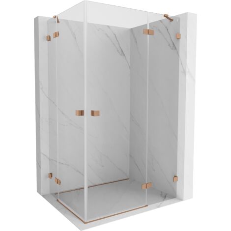 Mexen Lunar Duo cabine de douche pivotante droite 120 x 115 cm, transparent, cuivre brossé - 834-120P-115L-65-00 (1/3)