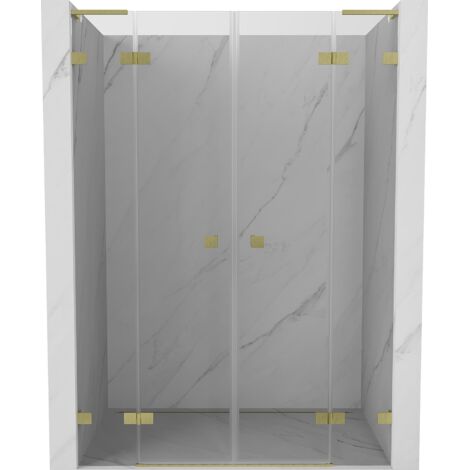 Mexen Lunar L Duo porte de douche pivotantes 150 cm, transparent, or brossé - 834DL-150-000-55-00 (1/3)