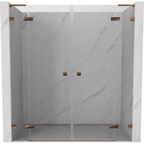 Mexen Lunar L Duo portes de douche pivotantes 170 cm, transparent, or rose - 834DL-170-000-60-00 (1/3)