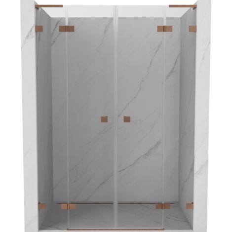 Mexen Lunar L Duo porte de douche battante 150 cm, transparent, cuivre brossé - 834DL-150-000-65-00 (1/3)