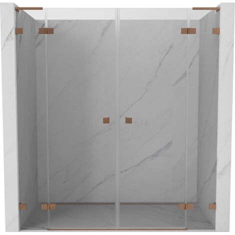 Mexen Lunar L Double porte de douche battante 200 cm, transparent, cuivre brossé - 834DL-200-000-65-00 (1/3)