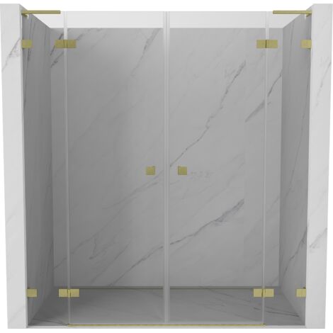 Mexen Lunar L Double porte de douche pivotante 170 cm, transparent, or brossé - 834DL-170-000-55-00 (1/3)