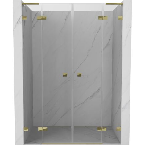 Mexen Lunar L Porte de douche duo battante 150 cm, transparente, dorée - 834DL-150-000-50-00 (1/3)