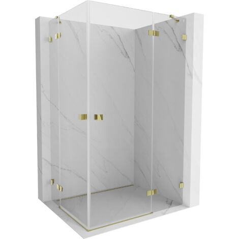 Mexen Lunar Cabine de douche double porte battante droite 100 x 70 cm, transparent, or - 834-100P-070L-50-00 (1/3)