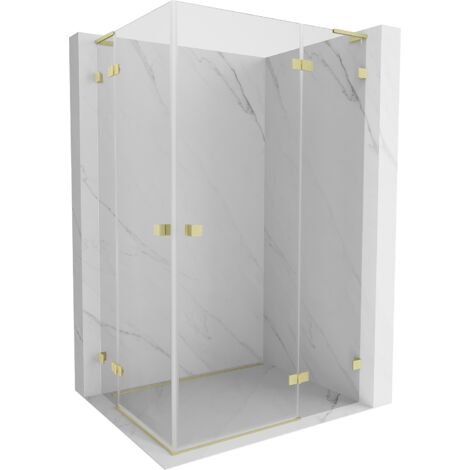 Mexen Lunar L Cabine de douche à charnière droite Duo 110 x 80 cm, transparent, or brossé - 834L-110P-080L-55-00 (1/3)