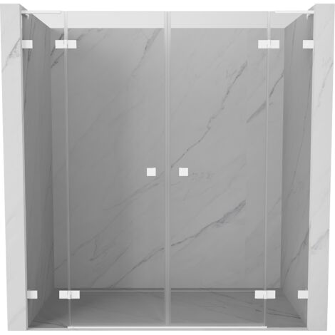 Mexen Lunar L Duo porte de douche pivotantes 180 cm, transparent, blanc - 834DL-180-000-20-00 (1/3)