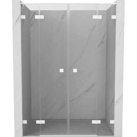 Mexen Lunar L Duo portes de douche battantes 150 cm, transparent, blanc - 834DL-150-000-20-00 (1/3)