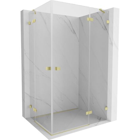Mexen Lunar Cabine de douche à charnière droite Duo 110 x 85 cm, transparent, or brossé - 834-110P-085L-55-00 (1/3)