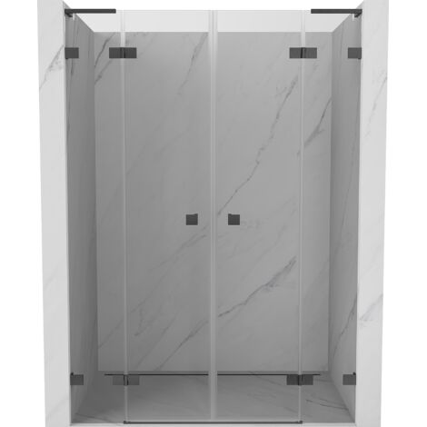 Mexen Lunar L Duo portes de douche battantes 160 cm, transparentes, gris canon brossé - 834DL-160-000-66-00 (1/3)